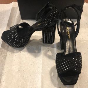 Saint Laurent black suede studded Farrah 38.5